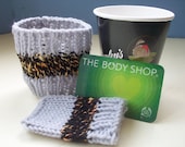 Cup cozy card case fun travel set hand knit