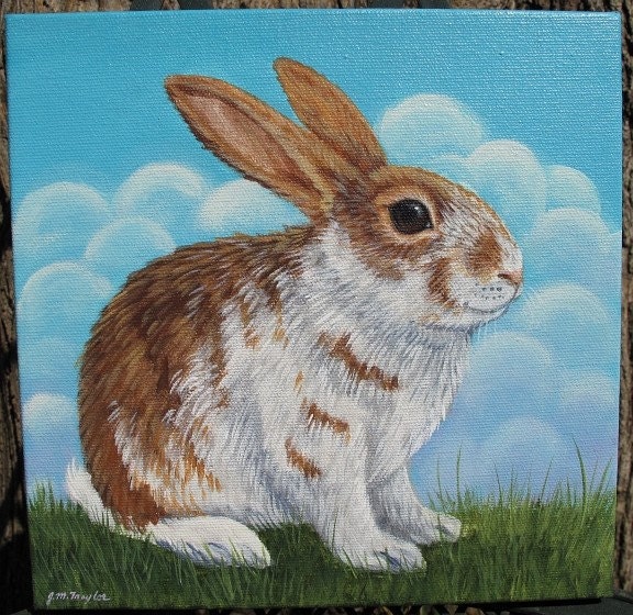 Young Bunny Rabbit Original Painting on Canvas
