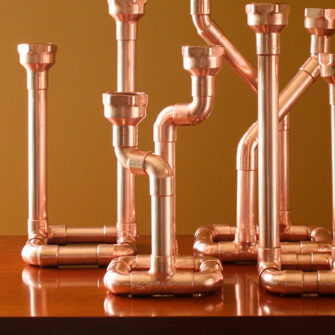 Industrial Copper Candlestick Candle Holder Candelabra