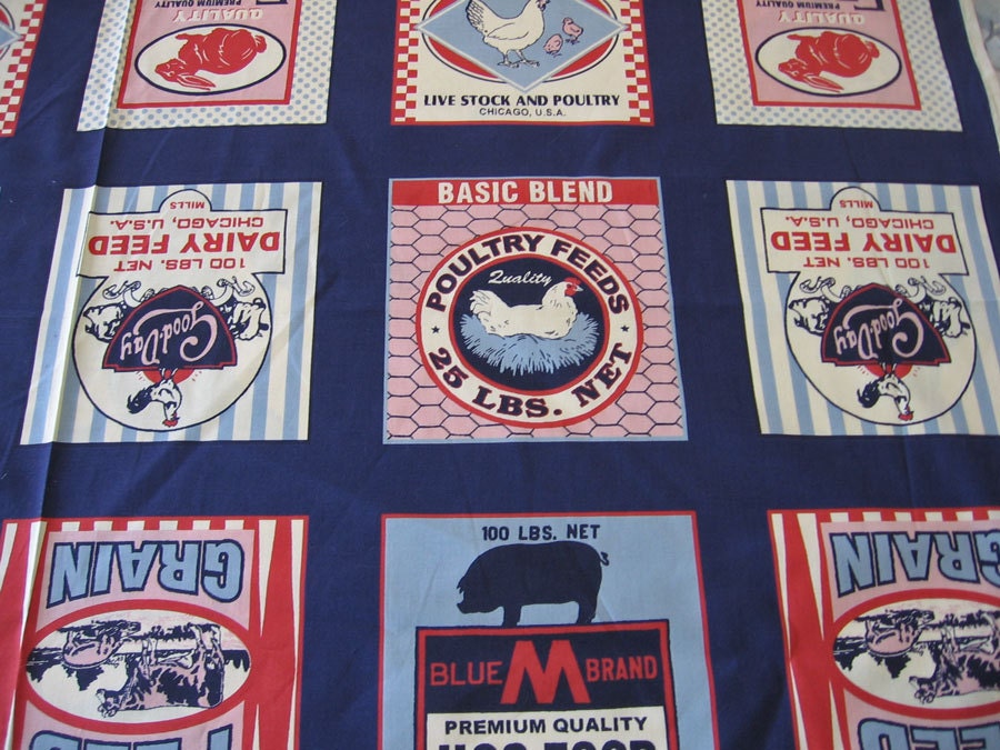 Kitchen Retro Feed Sack Fabric Trefle Kokka Japan 15 panels