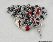 Unbreakable Rosaries St James Mens Rosary Beads with Crucifix of Santiago de Compostela Spain in Gray and Red