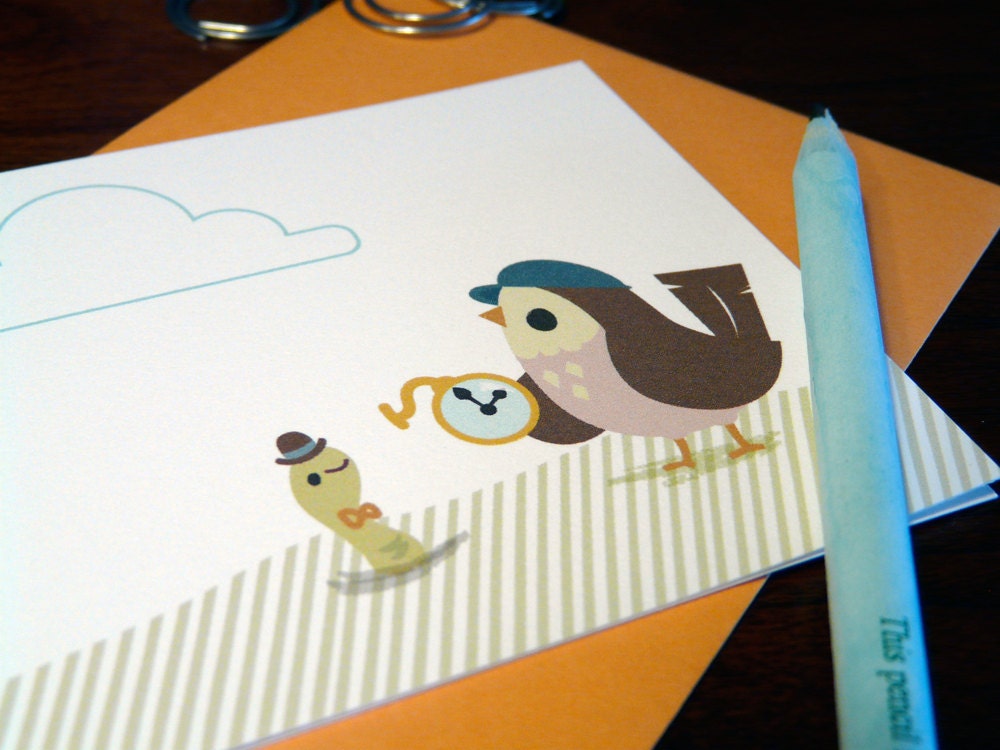 Mr. Robinson and Mr. Worm Note Card Set - 6pc