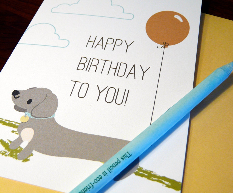 Dog with Balloon Happy Birthday Note Cards - 4pc