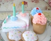 Felt Pastel Birthday Dessert Play Food Set