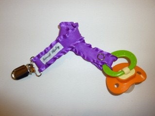 Purple Ruffle Pacifier Clip