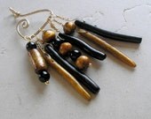 Black and Gold Branch Coral Pendant w/ 14K Gold Filled Metalwork- Asymmetrical Coral Pendant