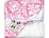 Hooded Towel in Candy Damask