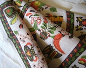 Vintage Kitchen Towel Penn Dutch Natural Linen Circa 1950