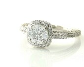 14K Semi Mount Engagement Ring Diamond Halo 14K 18K White Yellow Rose Gold Platinum Palladium Bridal Jewelry