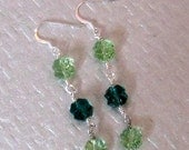 Shamrock Swarovski Earrings, St. Patricks Day Earrings, Dangle Earrings, Wire Wrapped Earrings