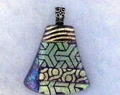 Dichroic Fused Glass Pendant, Gold Patterns ,Dichroic Jewelry