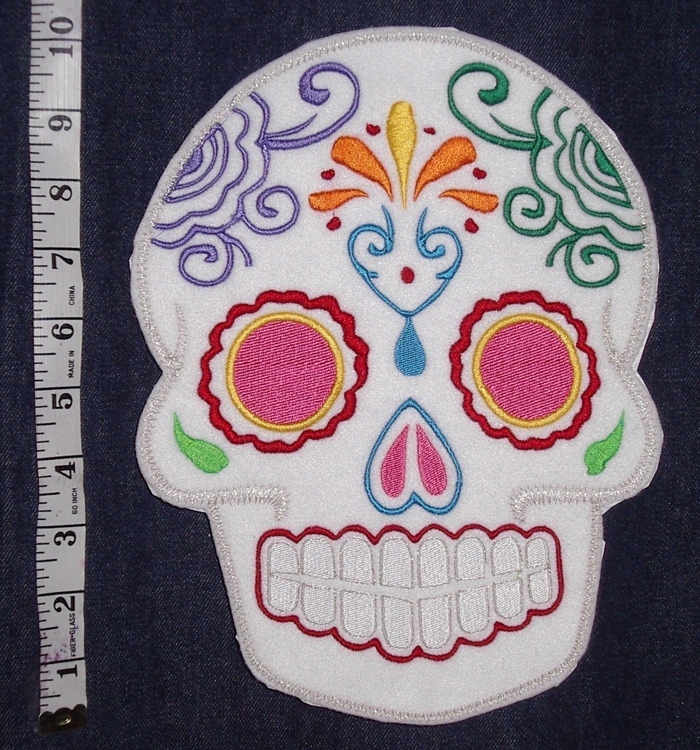 Sugar Skull, Day of the Dead, embroidery patch '1'