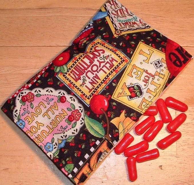 Reusable cloth snack bag - Mary Engelbreit Cherries allover print