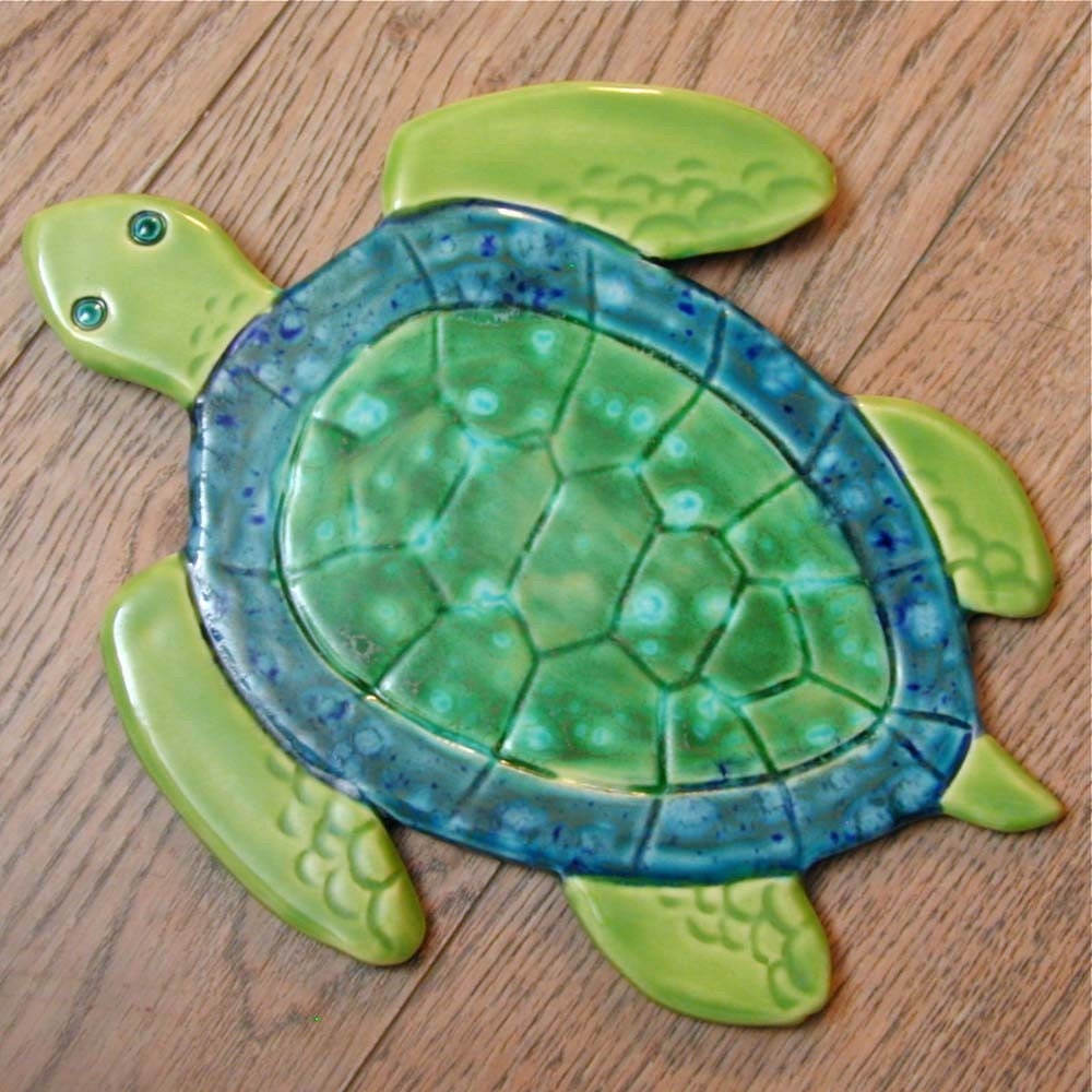 Ceramic Sea Turtle wall tile by catfishcorner on Etsy