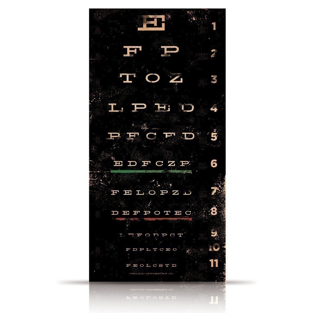 eye exam chart vintage style typography art on canvas 12 x 24 x 1.5 inches by stephen fowler