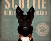 Scottie Coffee Company Scottish Terrier original graphic art on canvas 12 x 12 x 1.5