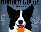 Border Collie Coffee Company Company original illustration graphic artwork on canvas 12 x 12 by stephen fowler