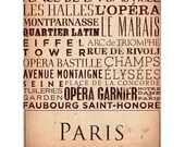 Paris France typography graphic art on canvas original illustration by Gemini Studio 14 x 18