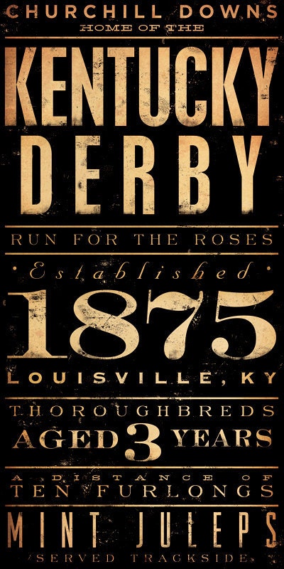 Kentucky Derby Horse Racing Winners typography graphic artwork on 12 x 24 canvas by Gemini Studio