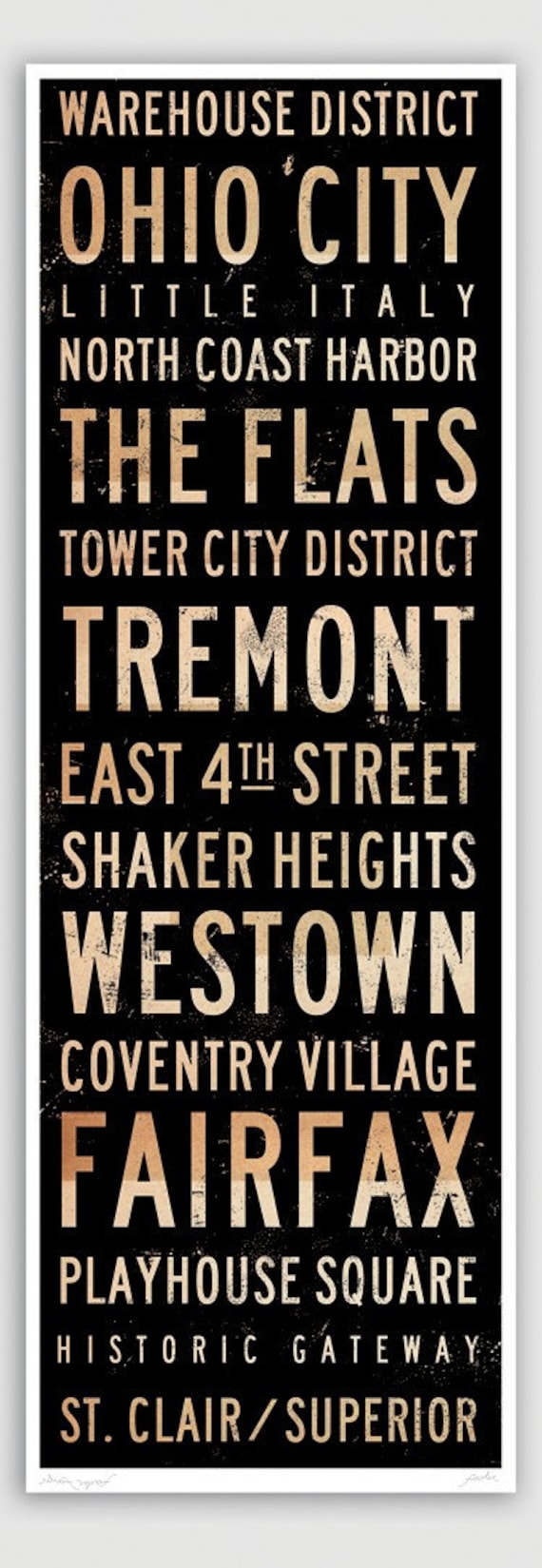 Cleveland Neighborhoods giclee print by gemini studio art 8 x 24 archival matte print