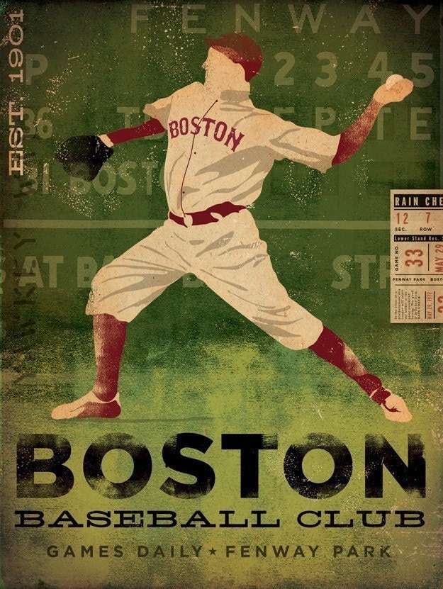 Boston Baseball Club boston red sox fenway park original illustration gallery wrap on canvas 12 x 16
