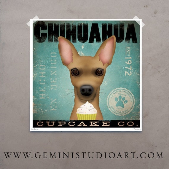 style vintage art Cupcake harborne cupcake company archival graphic giclee vintage Chihuahua company