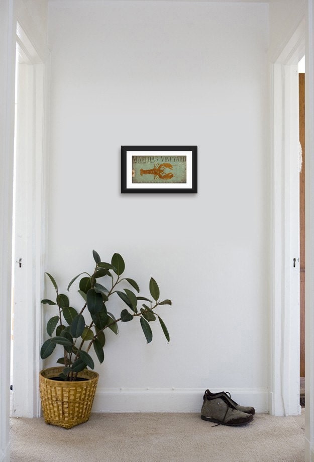 Marthas Vineyard trading company lobster illustration original artwork giclee print 6 x 12 by gemini studio
