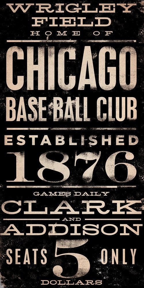 WRIGLEY FIELD chicago baseball typography graphic art on canvas 18 x 36 by stephen fowler