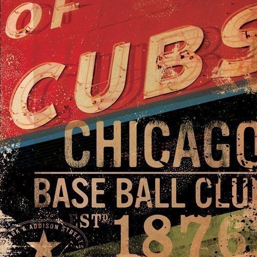 Chicago Baseball Club sign art original on canvas 16 x 16 x 1.5 by stephen fowler