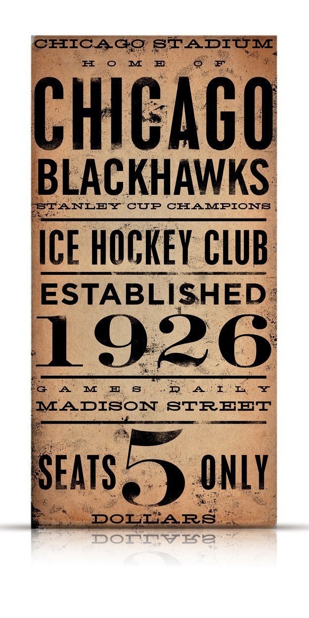 CHICAGO BLACKHAWKS hockey club original graphic art on canvas 8 x 16 by gemini studio art