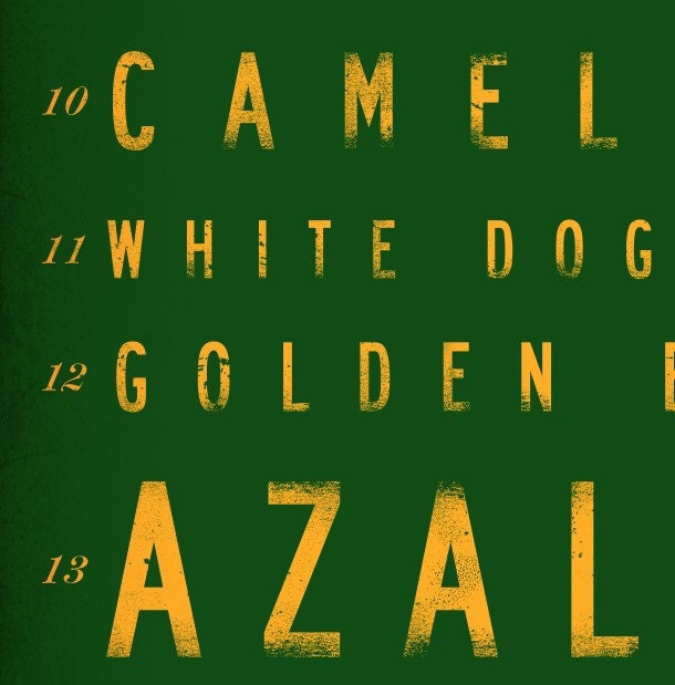 Golf course hole names typography Masters Augusta National original graphic on canvas 12 x 36 by stephen fowler