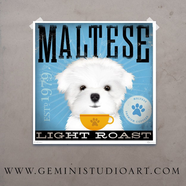 Maltese Coffee Company graphic artwork original illustration signed archival artists print giclee 12 x 12