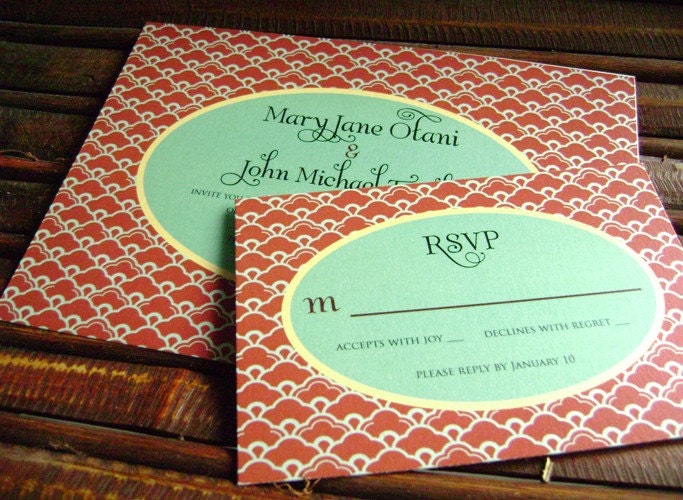 Vintage Wedding Invitations  on Metallic Cardstock  "Adele" Sample