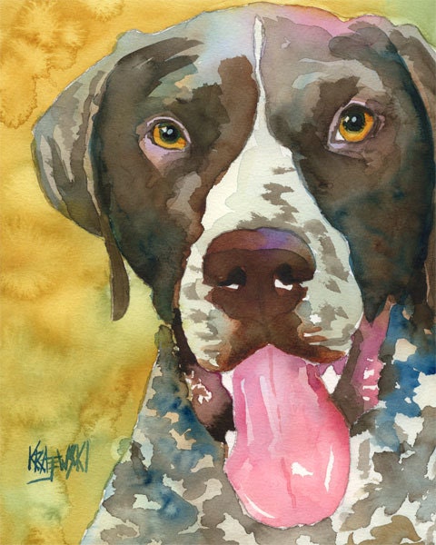 German Shorthaired Pointer Art Print of Original Watercolor Painting - 11x14