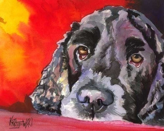 Cocker Spaniel Art Print of Original Watercolor Painting - 8x10