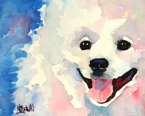 American Eskimo Dog Art Print of Original Watercolor Painting 8x10