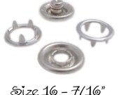Open Ring Prong No Sew Snap Fastener Set - Size 16 - 7/16 Inch - 100 Sets of 4 Parts - CPSIA Compliant - 10 PERCENT REFUND