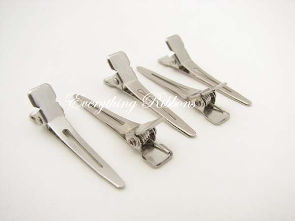 25 Mini Single Prong Alligator Hair Pinch Clips - 1 3\/8 inches (35mm) for Clippies, Hair Bows and Korkers