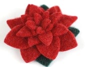 Christmas Red Flower - Recycled Wool Pin