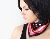pink and black .vintage. polka-dot scarf