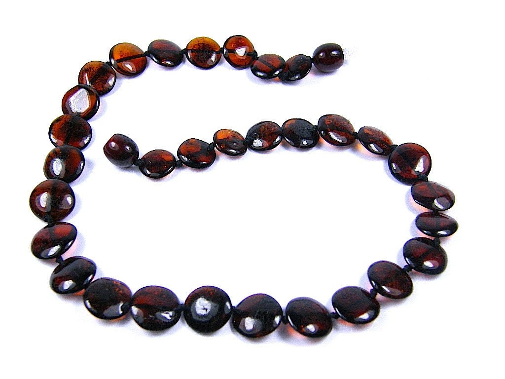 TABLET SHAPE luxury Dark Cherry amber teething necklace for your baby.