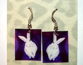 Bunny Rabbit Earrings - Laminated Paper with Sterling Silver French Hooks - Ranlett A4C