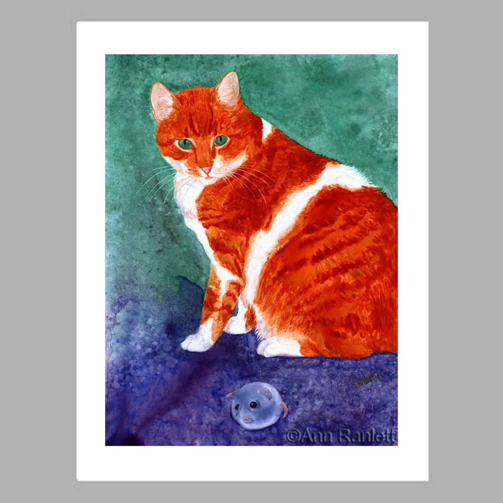 Orange Tabby  Cat - 5 Blank Note Cards With Matching Envelopes - Ranlett - A4C