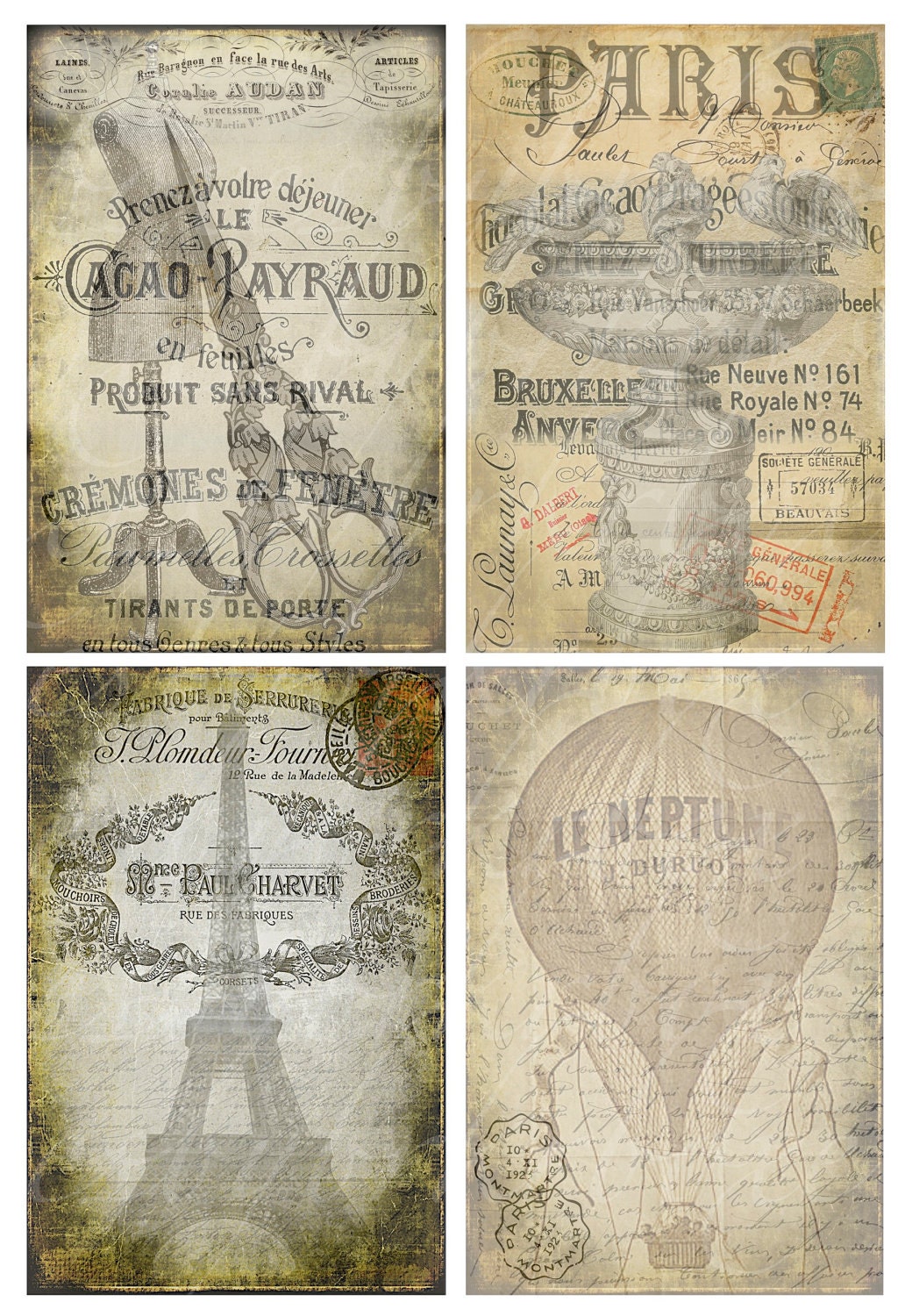 immediate download of four cards, 3.5 inches by 5.25 inches -- no. 274