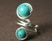Ear Cuff Sterling Silver and Turquoise Wire Wrapped -- Shepherd Moon