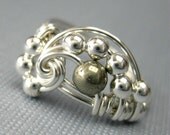 Pi -- Wire Wrapped Ring Pyrite and Sterling Silver Pi