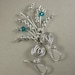 Pi -- Teal Blue Crystal and Sterling Silver Wire Wrapped Pi Dangle Earrings