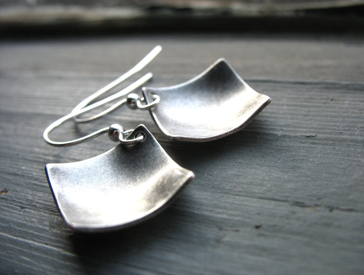 Silver Earrings, Diamond Silver Dome Earrings, Handmade Silver Dangle Drop Metalwork Earrings, FREE Shipping