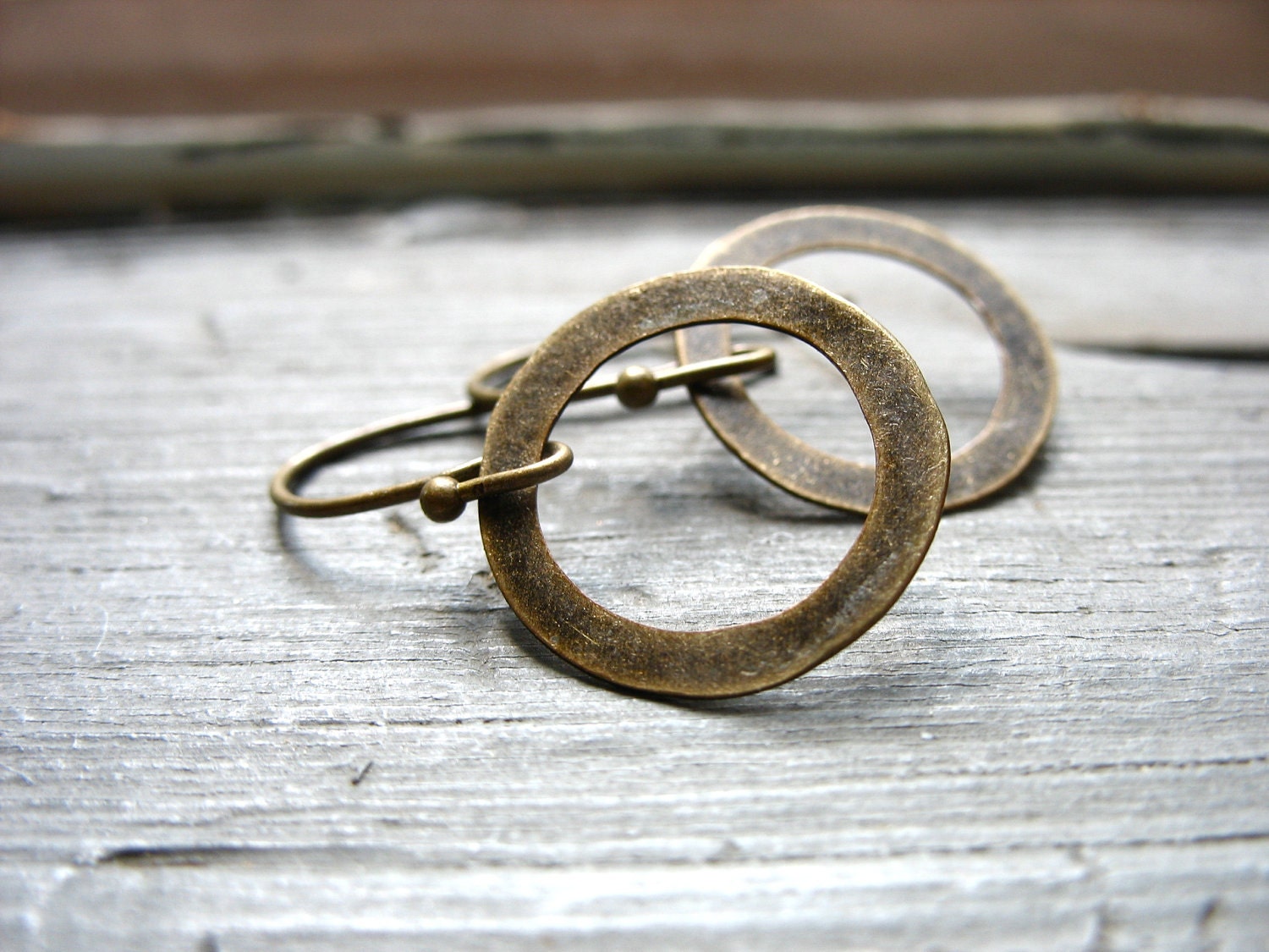Brass Hoop Earrings, Handmade Artisan Metalwork Hoop Earrings Jewelry, FREE Shipping