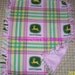 John Deere Pink Plaid Hand Tied Baby Pet Fleece Blanket